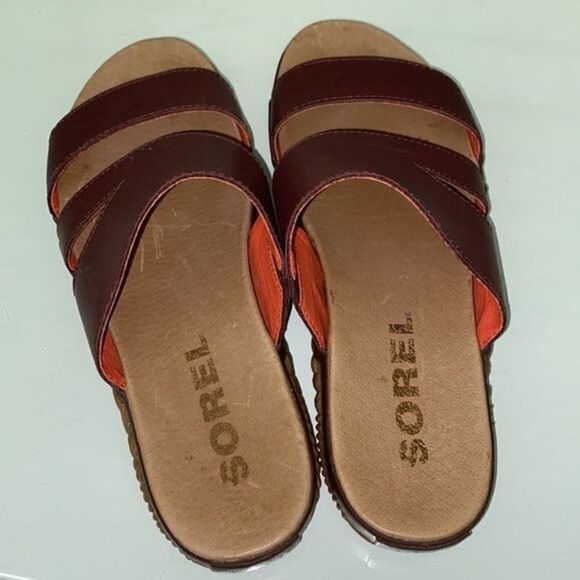 Sorel Out N About Plus Women Elderberry Open Toe Flat Slide Size 8.5 - Picture 4 of 7